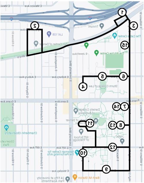 map of DU shuttle route